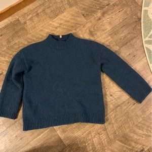 Lunya classic wool sweater in dark green-blue L/XL